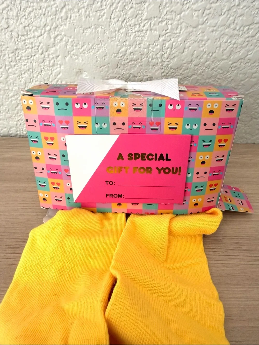 Yellow Emoji Crew Socks - Smiley Face Design